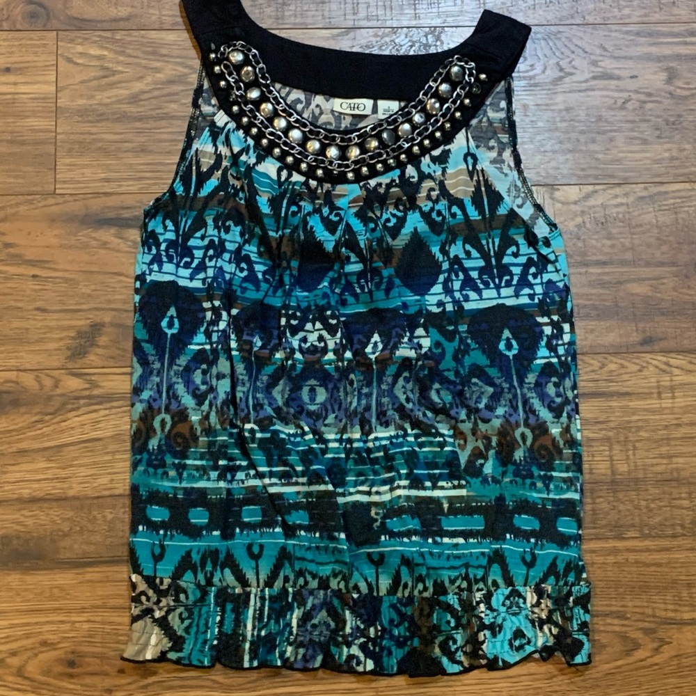 Sleeveless Abstract Design Blouse Size Small